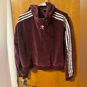 Adidas Cropped Velvet Hoodie